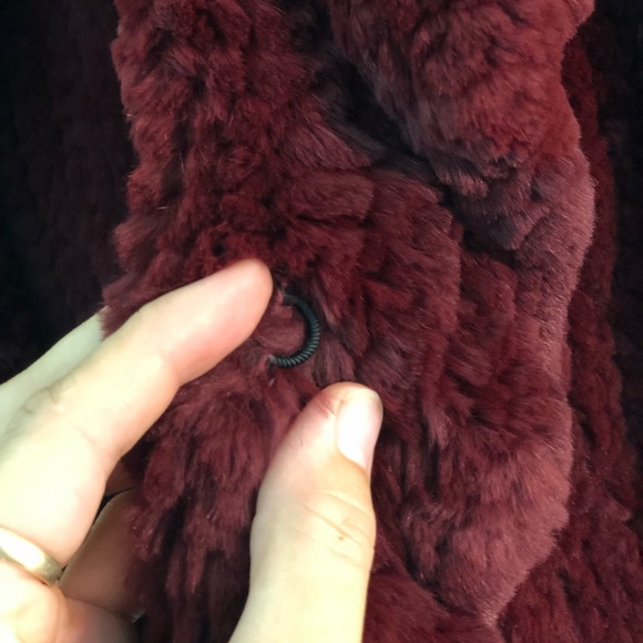 Trilogy Collection: Tibetan Rabbit Maroon Fur Coat - Picture 3 of 7
